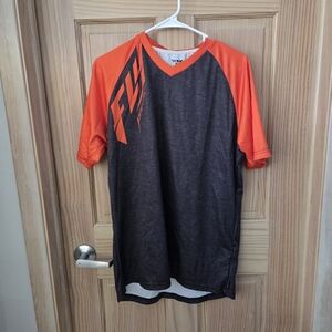 Men's Fly Racing Athletic Riding T Shirt Orange Grey Large Motorsports